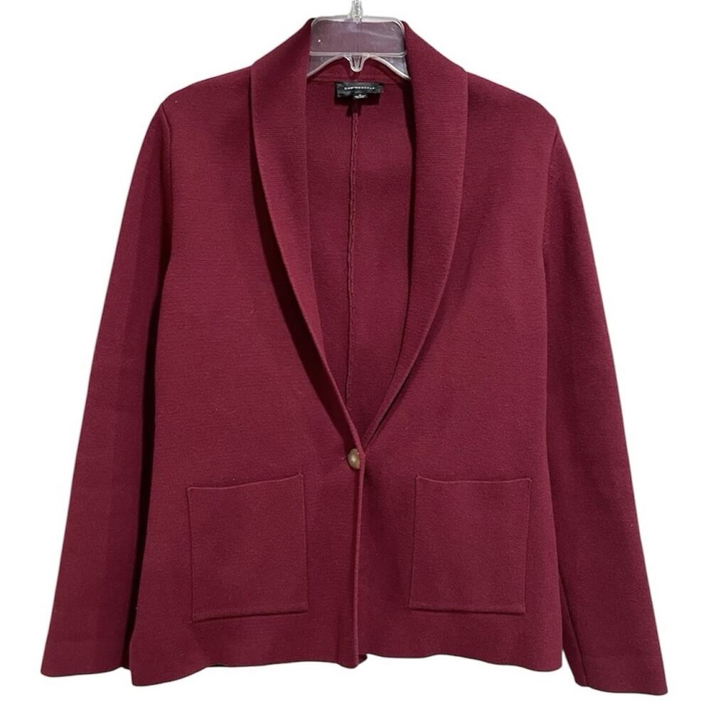 Summersalt Womens Preppy Sweater Blazer Size Medium Pinot Purple Sustainable